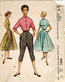 1950s Vintage McCalls Sewing Pattern 9081 Uncut Skirt Blouse Peddle Pushers 33 B