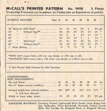 1950s Vintage McCalls Sewing Pattern 9098 Misses Bias Cut Skirt Size 30 Waist