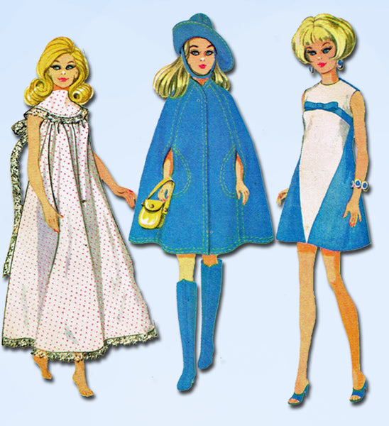 1960s Vintage McCalls Sewing Pattern 9099 Cute 11.5" High Heel Barbie Doll Clothes