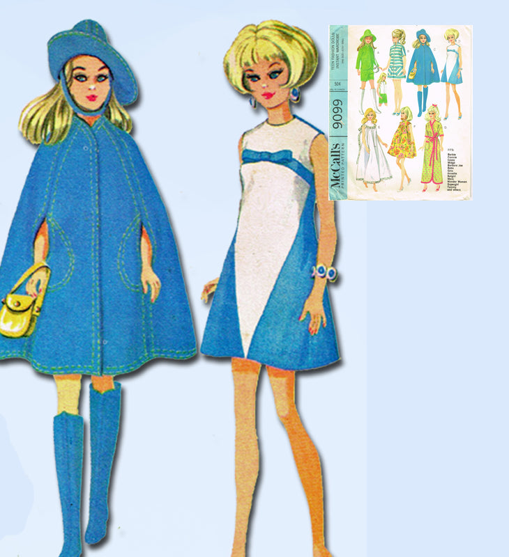 Vintage 1960s Barbie & Ken Clothes & Knitting Pattern Reproduction McCall's  7311