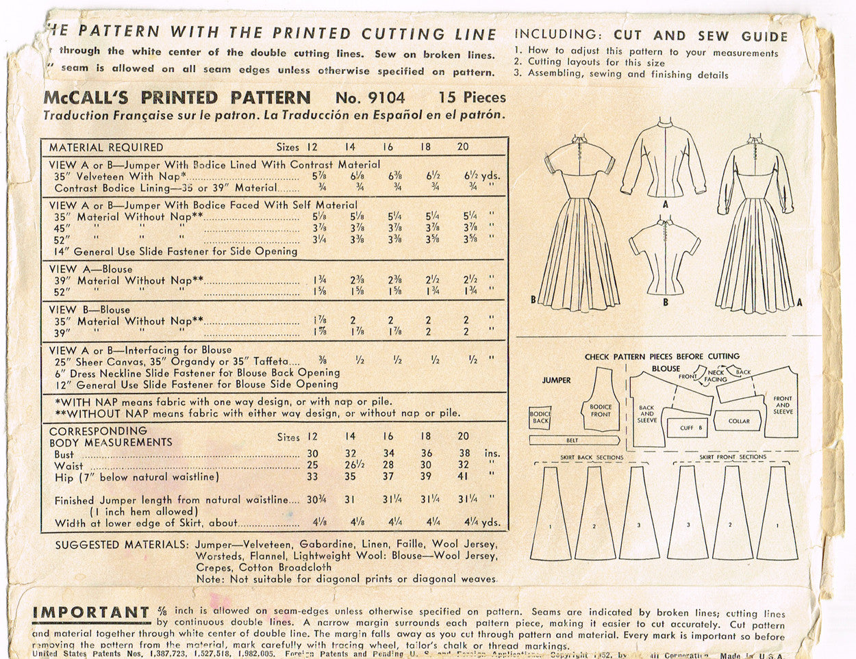 1950s Vintage McCalls Sewing Pattern 9104 Uncut Misses Halter Dress Si –  Vintage4me2