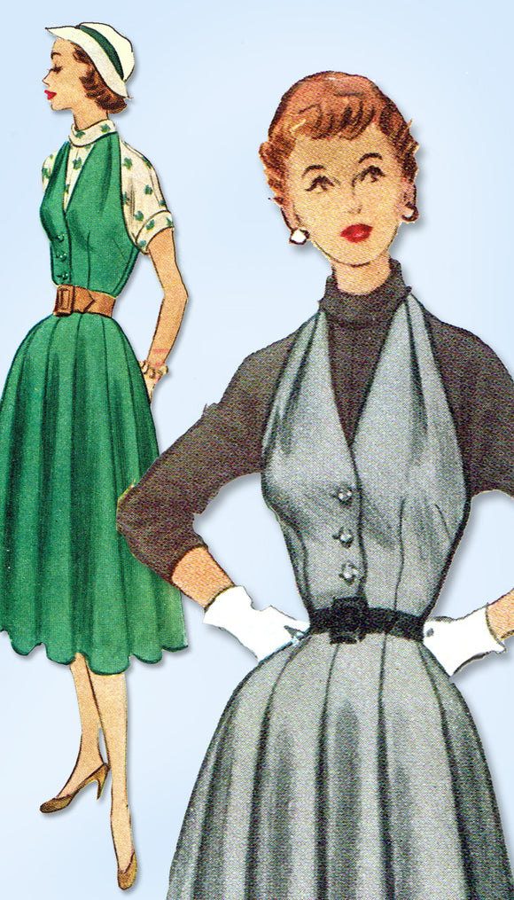 1950s Vintage McCalls Sewing Pattern 9104 Uncut Misses Halter Dress Size 14 32 B