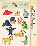 1940s Vintage McCall Sewing Pattern 913 Uncut WWII Bean Bag Doll & Toy Set