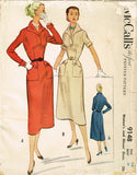 1950s Vintage McCall Sewing Pattern 9148 Uncut Misses Slender Dress Sz 34 Bust
