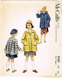 1950s Original Vintage McCall Sewing Pattern 9167 Uncut Girls Swing Coat Sz 12