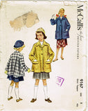 1950s Original Vintage McCall Sewing Pattern 9167 Little Girls Swing Coat Size 8