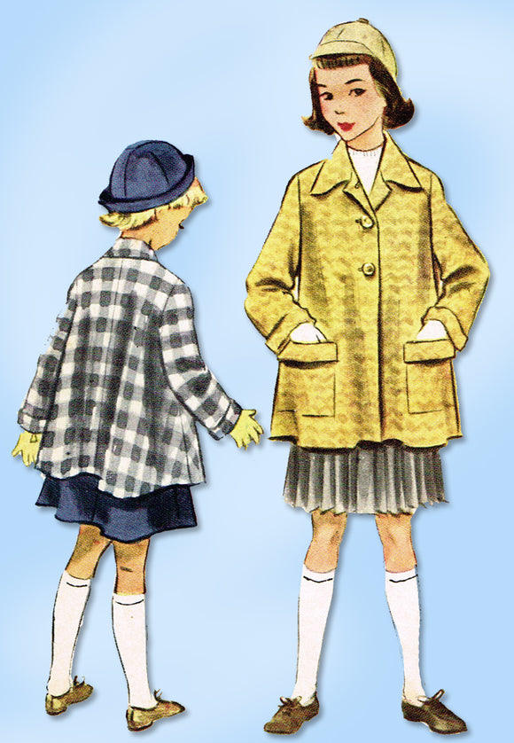 1950s Original Vintage McCall Sewing Pattern 9167 Little Girls Swing Coat Size 8