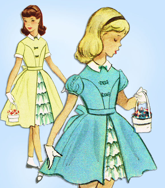 1950s Vintage McCalls Sewing Pattern 9175 Uncut Toddler Girls Party Dress Size 4