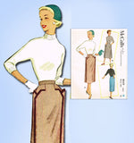1950s Vintage McCalls Pattern 9177 Uncut Misses Skirt w Cute Pockets Size 30W