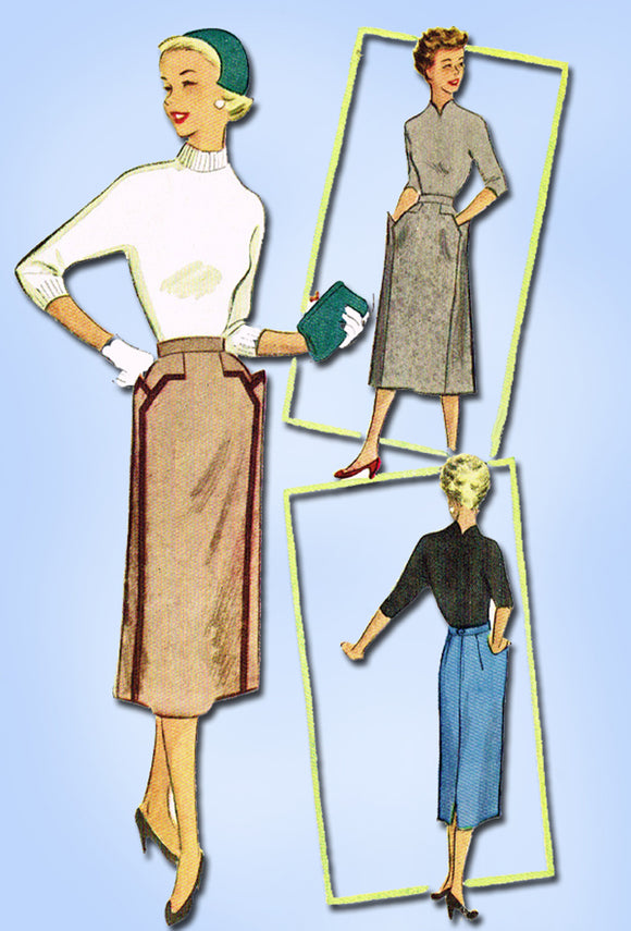 1950s Original Vintage McCalls Pattern 9177 Misses Skirt w Cute Pockets Size 26W