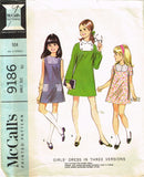 1960s Vintage McCall's Sewing Pattern 9186 Uncut Little Girls Boho Dress Size 10