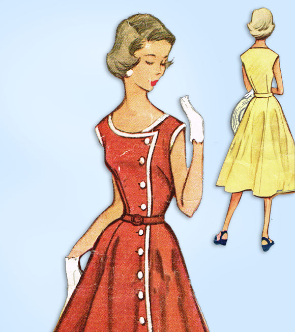 1950s Vintage McCalls Sewing Pattern 9223 Junior Misses Sun Dress Size 33 Bust