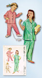 1950s Vintage McCalls Sewing Pattern 9234 Uncut Girls 2 Piece Pajamas Size 12