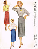 1950s Vintage Slender Skirt Gr8 Lines Unused 1953 McCall's Sewing Pattern 24 W