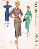 1950s Vintage McCalls Sewing Pattern 9325 Misses Two Piece Dress Size 12 30 Bust