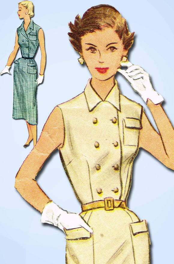 1950s Vintage McCall Sewing Pattern 9326 Misses Sleeveless Dress Size 20 38 Bust