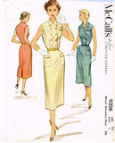 1950s Vintage McCall Sewing Pattern 9326 Misses Sleeveless Dress Size 20 38 Bust
