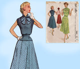 McCall's 9361: 1950s Uncut Pleated Skirt & Blouse Sz 32B Vintage Sewing Pattern
