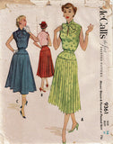 McCall's 9361: 1950s Uncut Pleated Skirt & Blouse Sz 32B Vintage Sewing Pattern