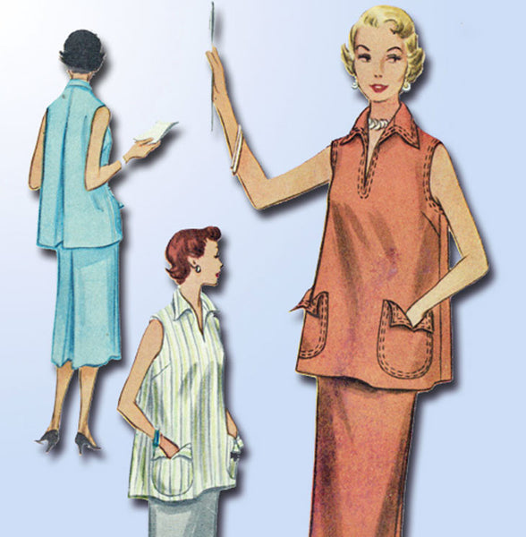 1950s Vintage McCalls Sewing Pattern 9382 Uncut Misses 2 Pc Maternity Dress Size 12 - Vintage4me2