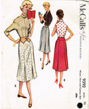 1950s Vintage McCalls Sewing Pattern 9392 FF Misses Skirt & Contour Belt Sz 26 W