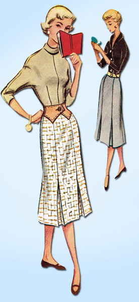 1950s Vintage McCalls Sewing Pattern 9392 FF Misses Skirt & Contour Belt Sz 26 W
