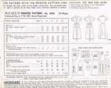 1950s Vintage McCalls Sewing Pattern 9398 Misses Slender Day Dress Size 18 36B