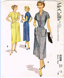 1950s Vintage McCalls Sewing Pattern 9398 Misses Slender Day Dress Size 18 36B