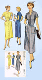 1950s Vintage McCalls Sewing Pattern 9398 Misses Slender Day Dress Size 18 36B