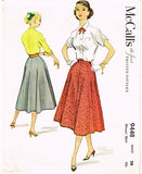 1950s Vintage McCalls Sewing Pattern 9448 Misses 8 Gore Day Skirt Size 26 Waist