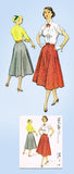 1950s Vintage McCalls Sewing Pattern 9448 Misses 8 Gore Day Skirt Size 26 Waist