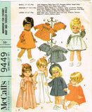 1960s Vintage McCalls Sewing Pattern 9449 Cute 12-16 In Baby Dear Doll Clothes