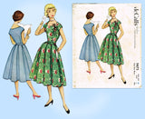 1950s Vintage McCalls Sewing Pattern 9473 Uncut Misses Stylish Day Dress Sz 34 B