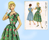 1950s Vintage McCalls Sewing Pattern 9473 Uncut Misses Stylish Day Dress Sz 34 B