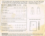 1950s Original Vintage McCalls Pattern 9516 Easy Misses One Piece Skirt Sz 28 W