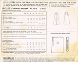 1950s Original Vintage McCalls Pattern 9516 Easy Misses One Piece Skirt Sz 28 W