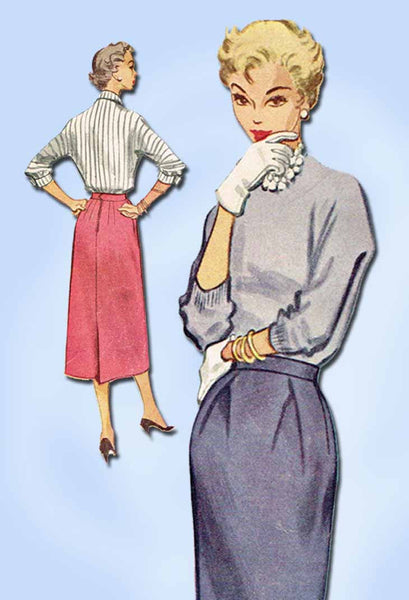 1950s Vintage McCalls Sewing Pattern 9516 Easy Misses One Piece Skirt Size 24 W