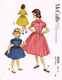 1950s Vintage Toddler Girls Dress 1953 McCalls VTG Sewing Pattern 9524 Size 6