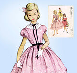 1950s Vintage McCalls Sewing Pattern 9525 Little Girls Scalloped Dress Size 8
