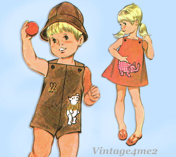 McCall 9563: 1960s Cute Winnie the Poo Romper Sz 1 Vintage Sewing Pattern