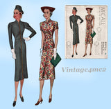 McCall 9592: 1930s Stunning Misses Slender Dress Sz 34 B Vintage Sewing Pattern