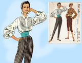 McCall's 9619: 1950s Cute Misses Slacks & Blouse Sz 30 B Vintage Sewing Pattern