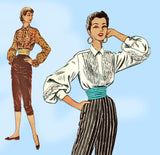 McCall's 9619: 1950s Cute Misses Slacks & Blouse Sz 30 B Vintage Sewing Pattern
