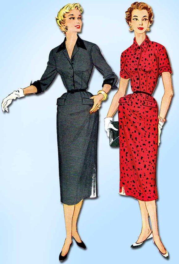 1950s Vintage McCalls Sewing Pattern 9639 Uncut Misses Shirtwaist Dress Size 12