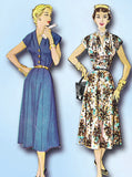 1950s Vintage McCall Sewing Pattern 9640 Misses Soft Feminine Dress Size 16 34B
