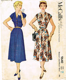 1950s Vintage McCall Sewing Pattern 9640 Misses Soft Feminine Dress Size 16 34B