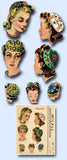 1940s Vintage McCall Sewing Pattern 967 Misses Embroidered Pillbox Hat Size 21H