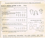 1950s Vintage McCalls Sewing Pattern 9692 Uncut Toddler Girls Shirt Size 4