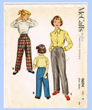 1950s Vintage McCalls Sewing Pattern 9694 Uncut Toddler Girls Slacks Size 4 23B