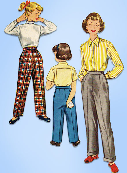 1950s Vintage McCalls Sewing Pattern 9694 Uncut Toddler Girls Slacks Size 4 23B